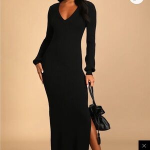 Lulu's Black Ribbed Knit Top